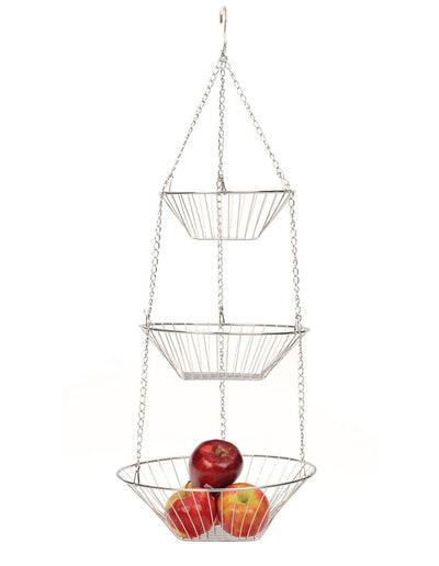 chrome hanging planter RSVP 3-Tier Hanging Chrome Wire Basket