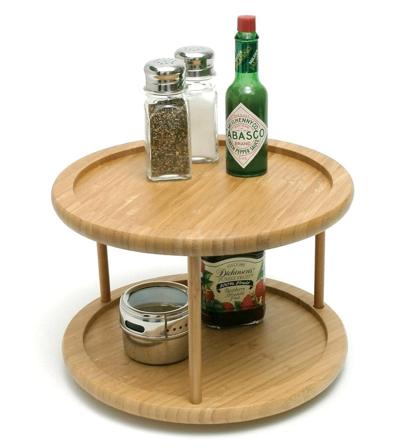 10 Inch Bamboo Two-Tier Lazy Susan Turntable