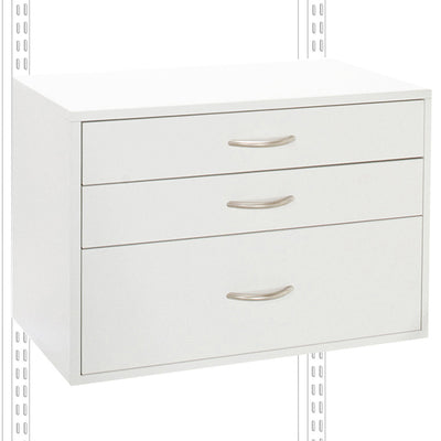 freedomRail Three-Drawer Big O-Box - White