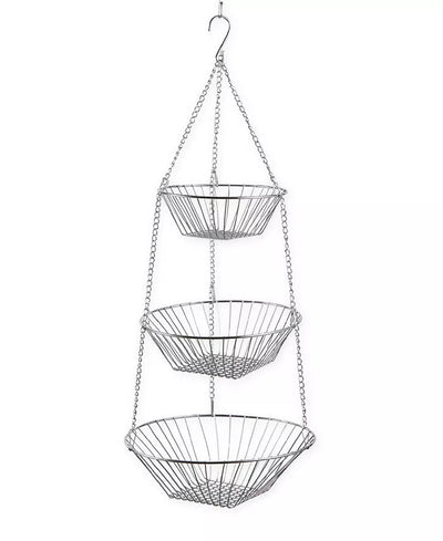 Three-Tier Hanging Fruit Baskets - Chrome