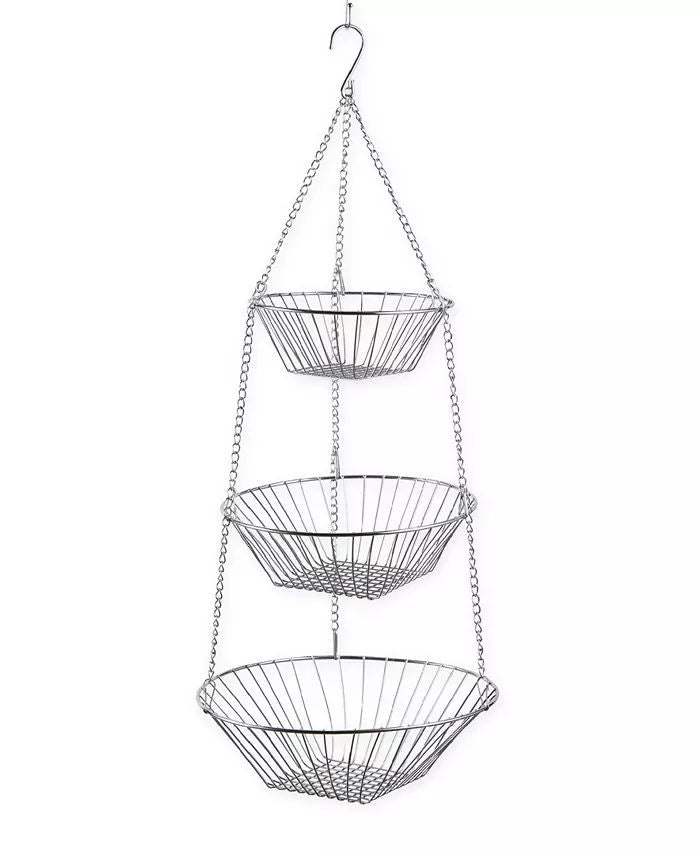Three-Tier Hanging Fruit Baskets - Chrome