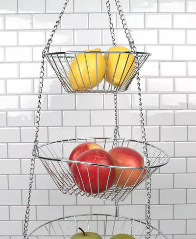Three-Tier Hanging Fruit Baskets - Chrome