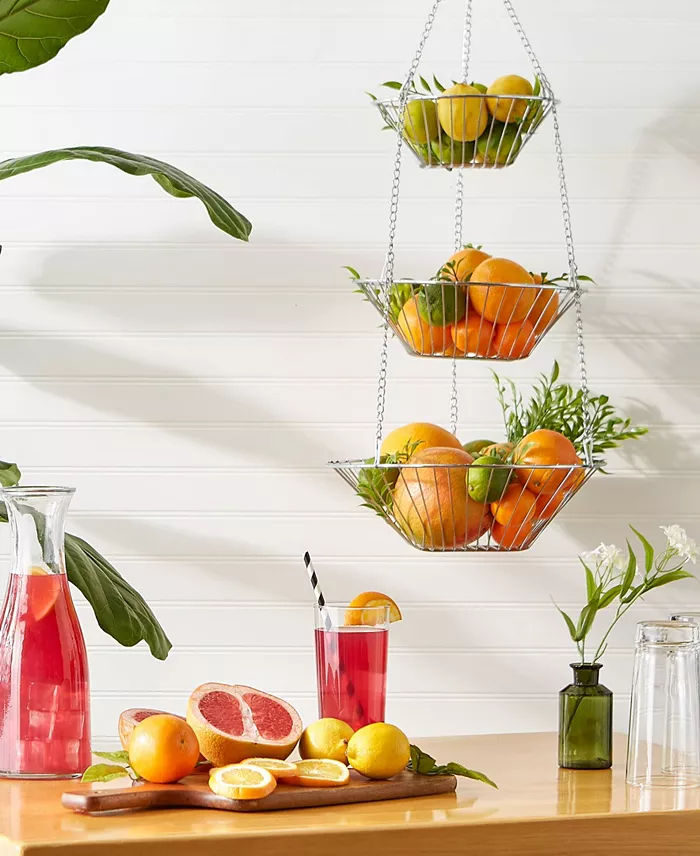 Three-Tier Hanging Fruit Baskets - Chrome