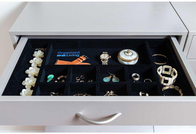 Black Velvet Jewelry Drawer Insert Tray