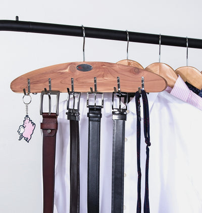 Hanging Cedar Belt Organizer