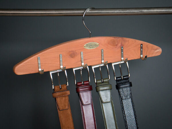 Hanging Cedar Belt Organizer