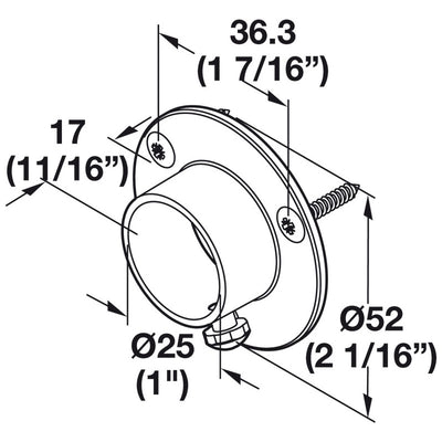 Mounted One Inch Closet Rod Flanges - Chrome