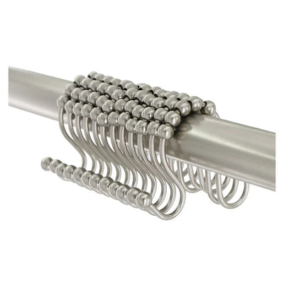 Double Hook Roller Shower Rings - Brushed Nickel
