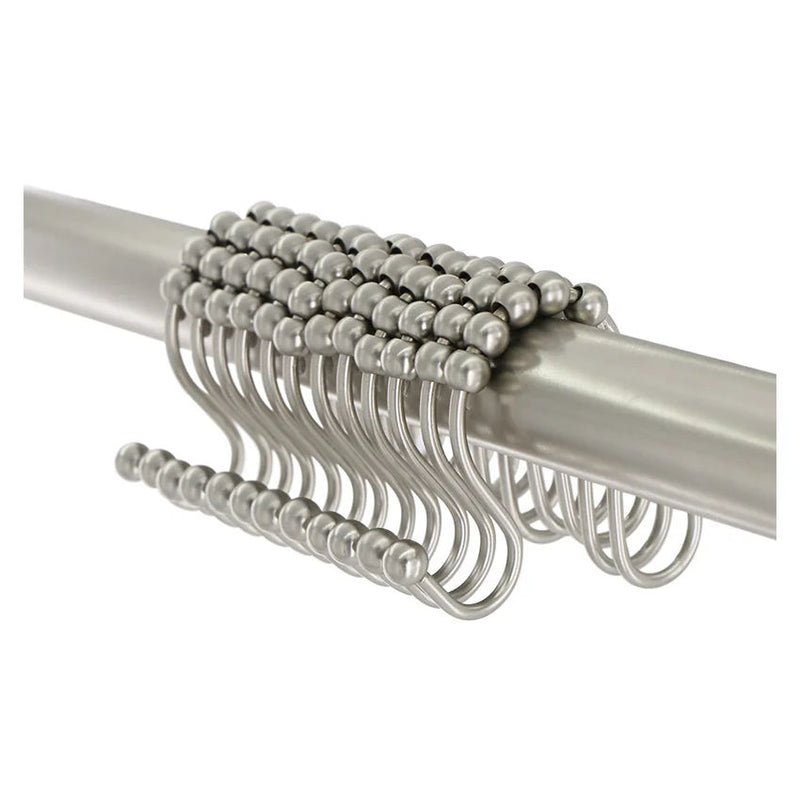 Double Hook Roller Shower Rings - Brushed Nickel