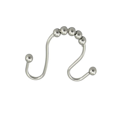 Double Hook Roller Shower Rings - Brushed Nickel