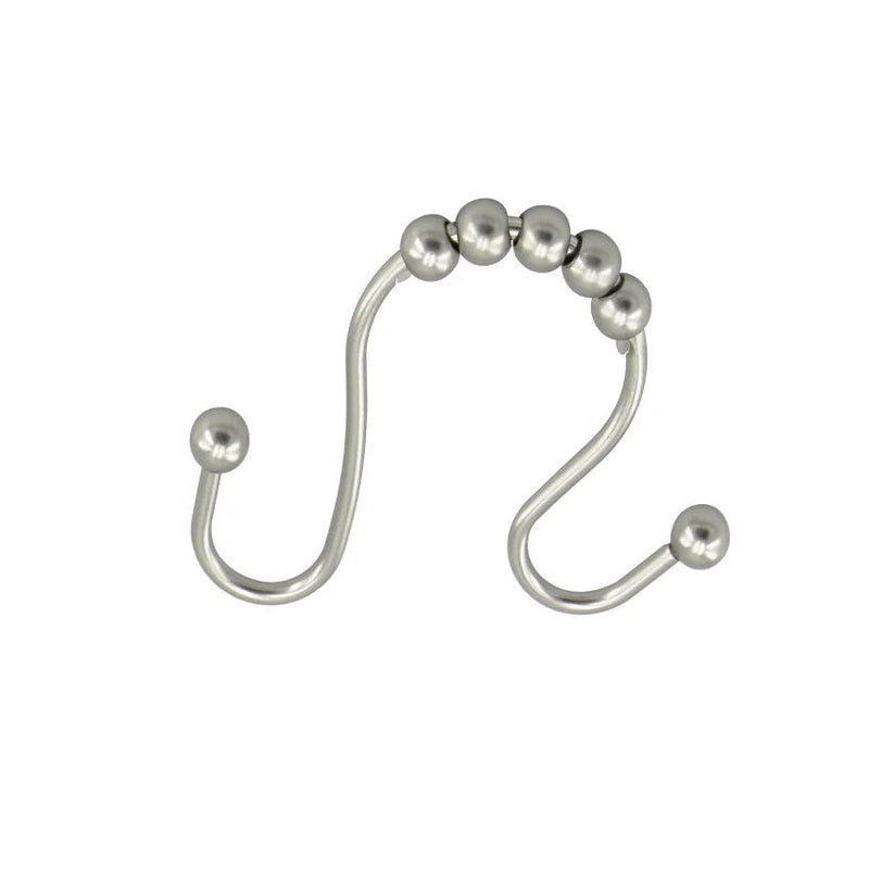Double Hook Roller Shower Rings - Brushed Nickel