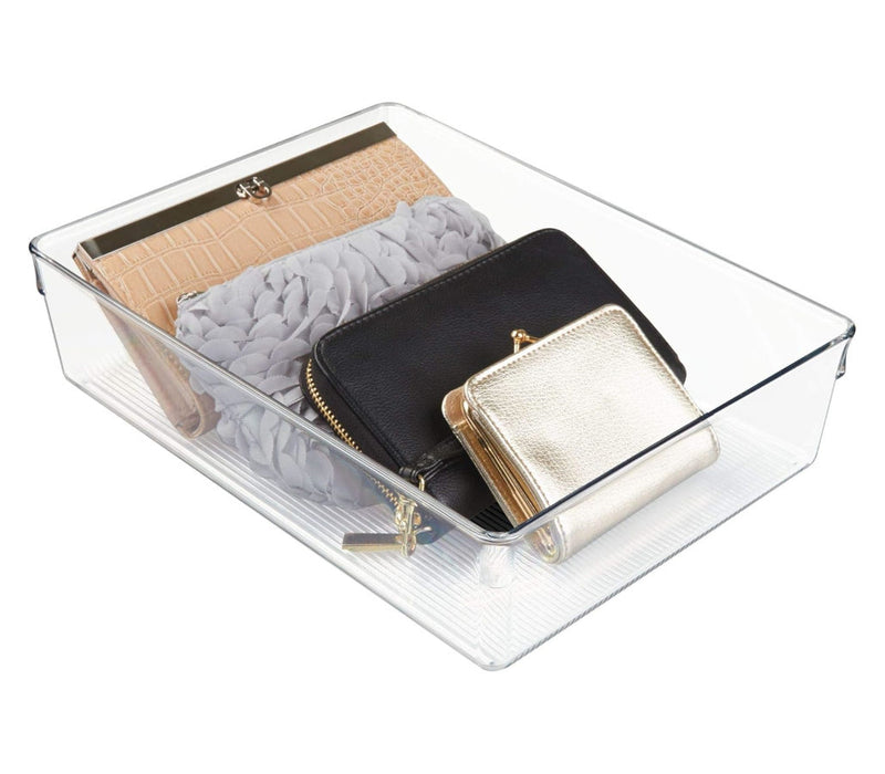Clear Plastic Dresser Drawer Organizer - Large