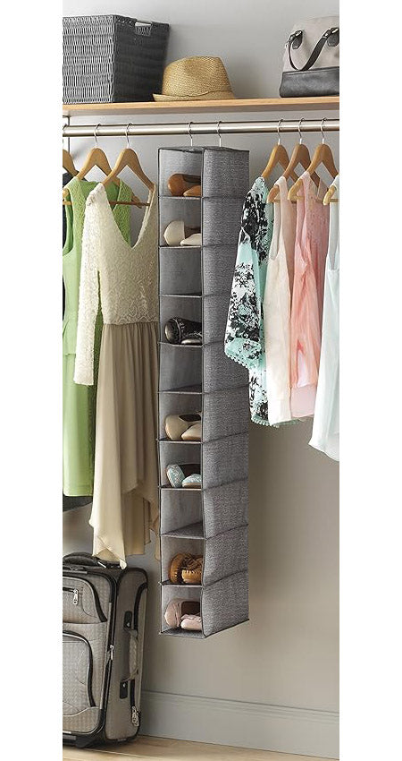Hanging Shoe Storage Hanger With Shoe Rack Grey 20 Compartments