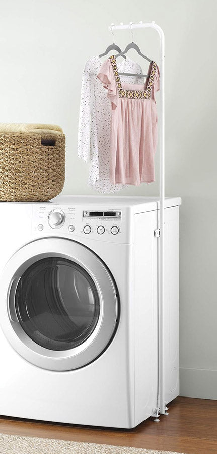 Laundry Room Storage Magnetic White Laundry Valet Hanging Rod