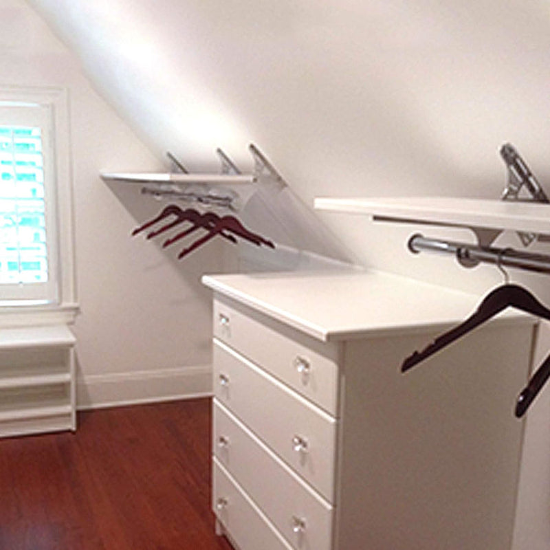 Sloped Ceiling Shelf and Rod Bracket - Chrome