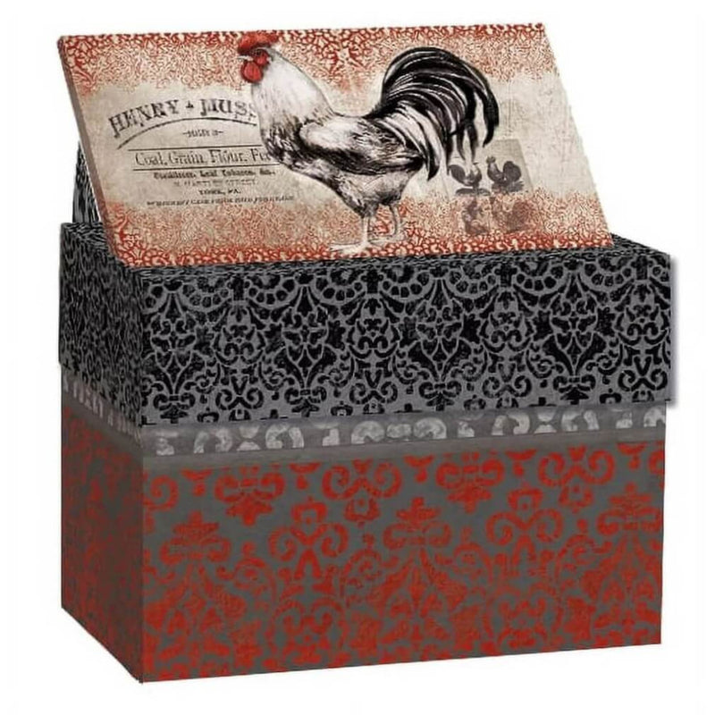 Recipe Card File Box - Rooster