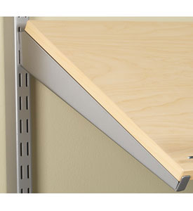 Angled 14 Inch Solid Shoe Shelf Bracket - Nickel