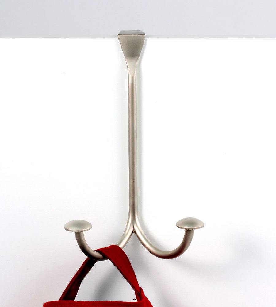 Stratford Over Door Double Hook Satin Nickel Organize It