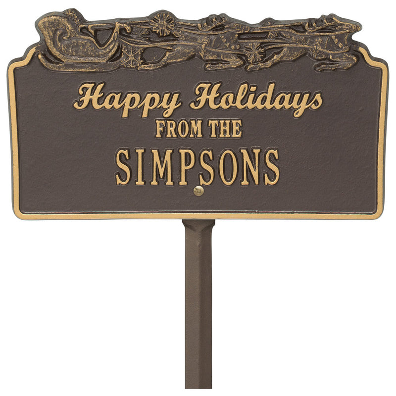 Happy Holidays Lawn Plaque - Sleigh