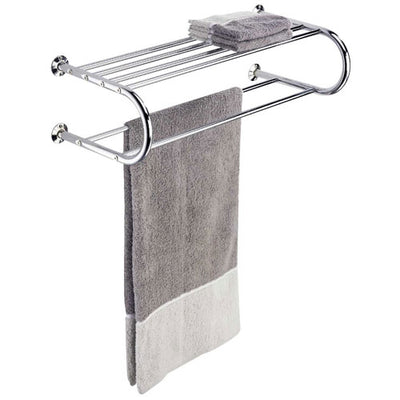 Hotel Style Chrome Towel Rack and Shelf