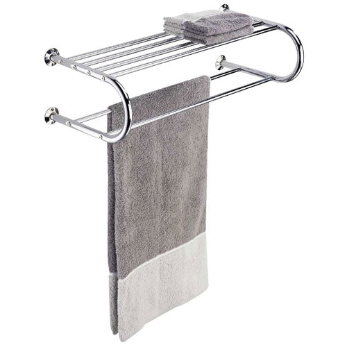 Hotel Style Chrome Towel Rack and Shelf